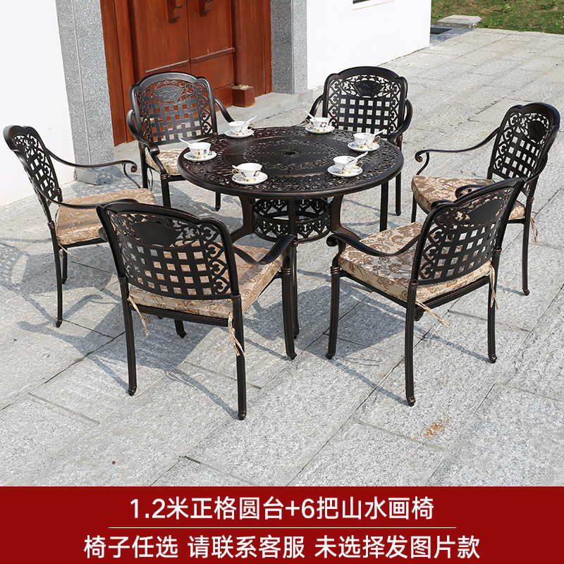 Mesa redonda cuadrada de 120 diámetros + Silla de pintura de paisaje