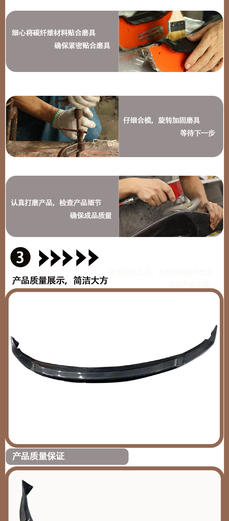 For 2018-IN Tesla Model 3 ART carbon fiber front lip front shovel front chin