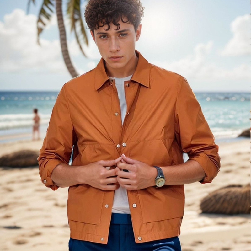 [Wholesale Offer] In-Stock Cross-Border Spring and Autumn Men's Jacket Solid Color Simple Men's Shirt Casual Jacket Men