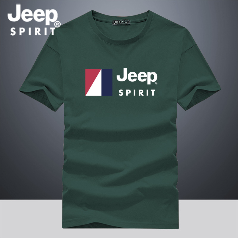 JEEP SPIRIT 棉男短袖T恤衫纯棉休闲情青年圆领半袖宽松大码打底