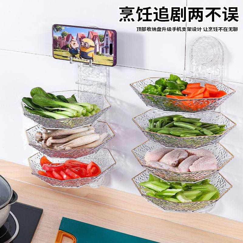 Estante de almacenamiento de platos de cocina multicapa de almacenamiento de platos de ventosas de almacenamiento de platos de conveniencia de almacenamiento de platos