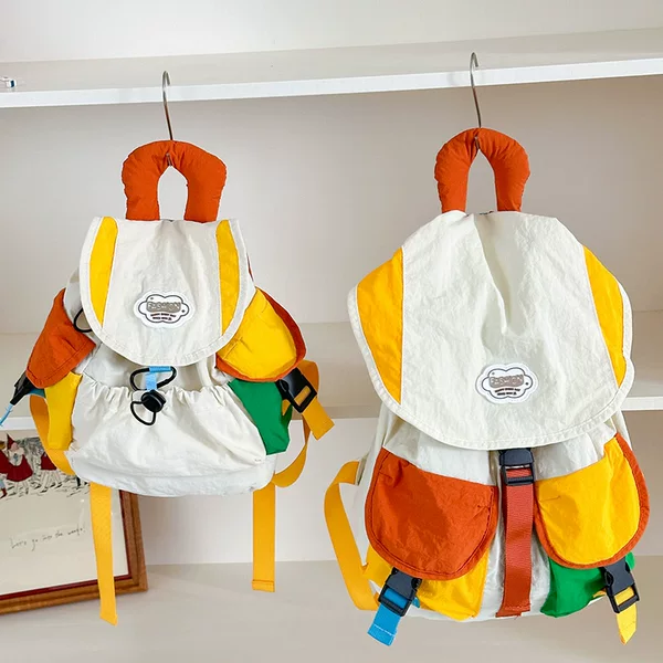 Korean-Style Trendy Color-Blocking Backpacks for Boys and Girls, Kindergarten and Elementary School Students, Colorful Dopamine Children's Backpacks, Trendy