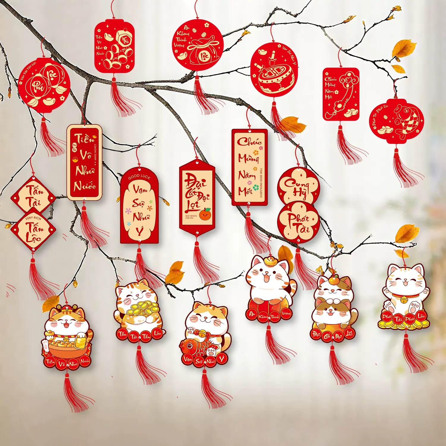 花季厂家越南文卡通可爱创意个性银柳发财树吊饰装饰批发