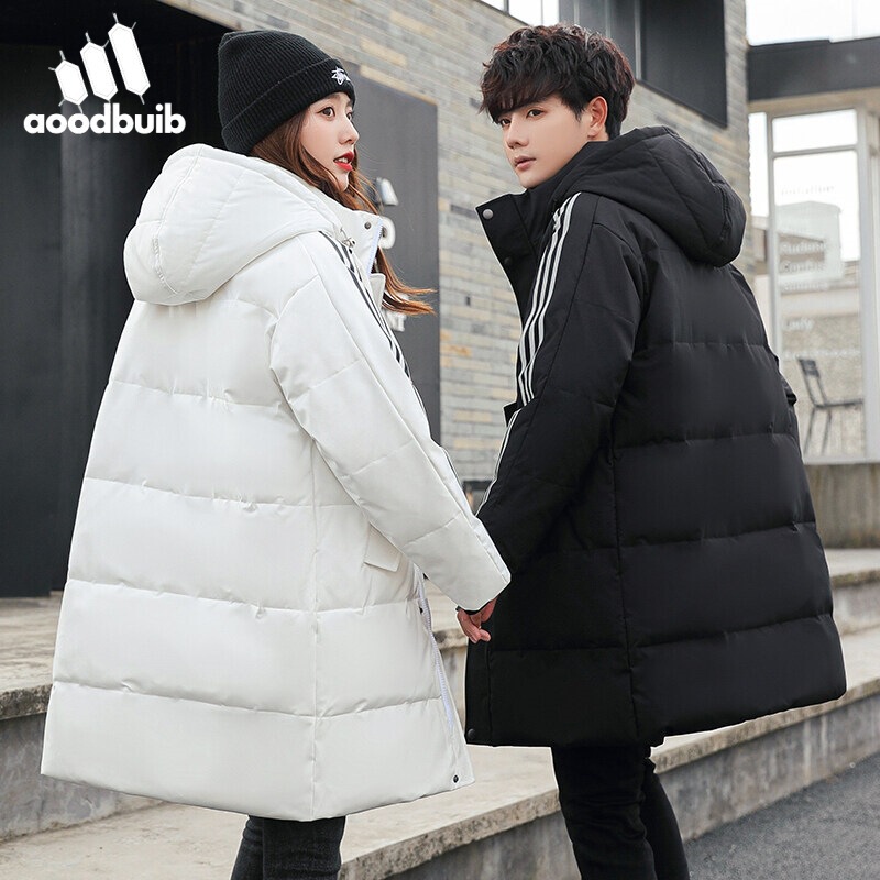 Cross-Border Men's Clothing 2025 Winter Mid-Length down Jacket Men's Sports Casual Thickened Warm Student Couple Coat Women