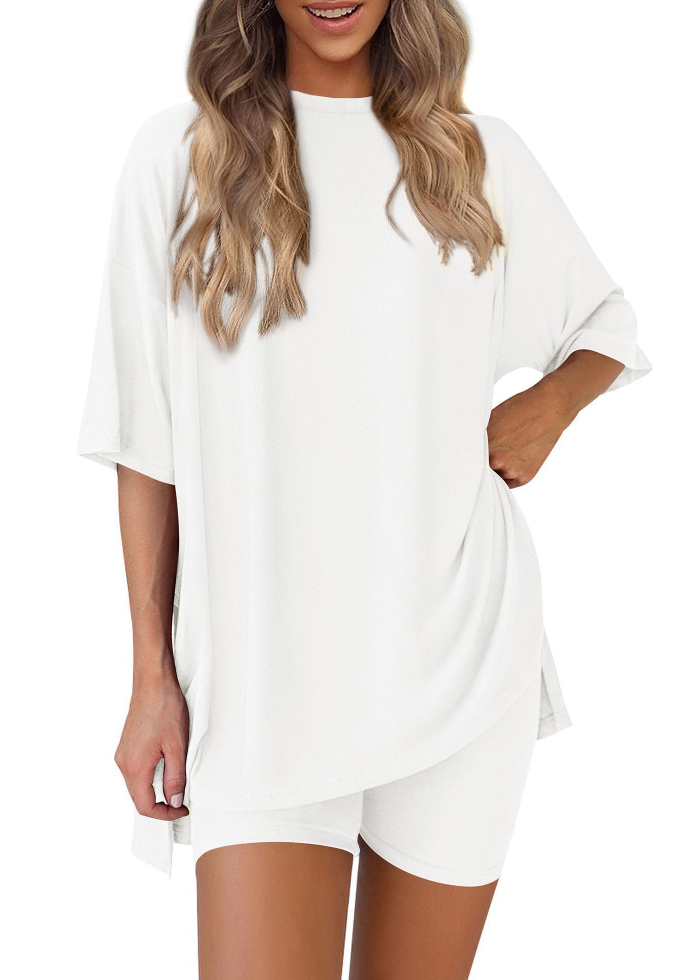 New Fashion Casual Solid Color Loose Women's Shorts Set_voghion.com
