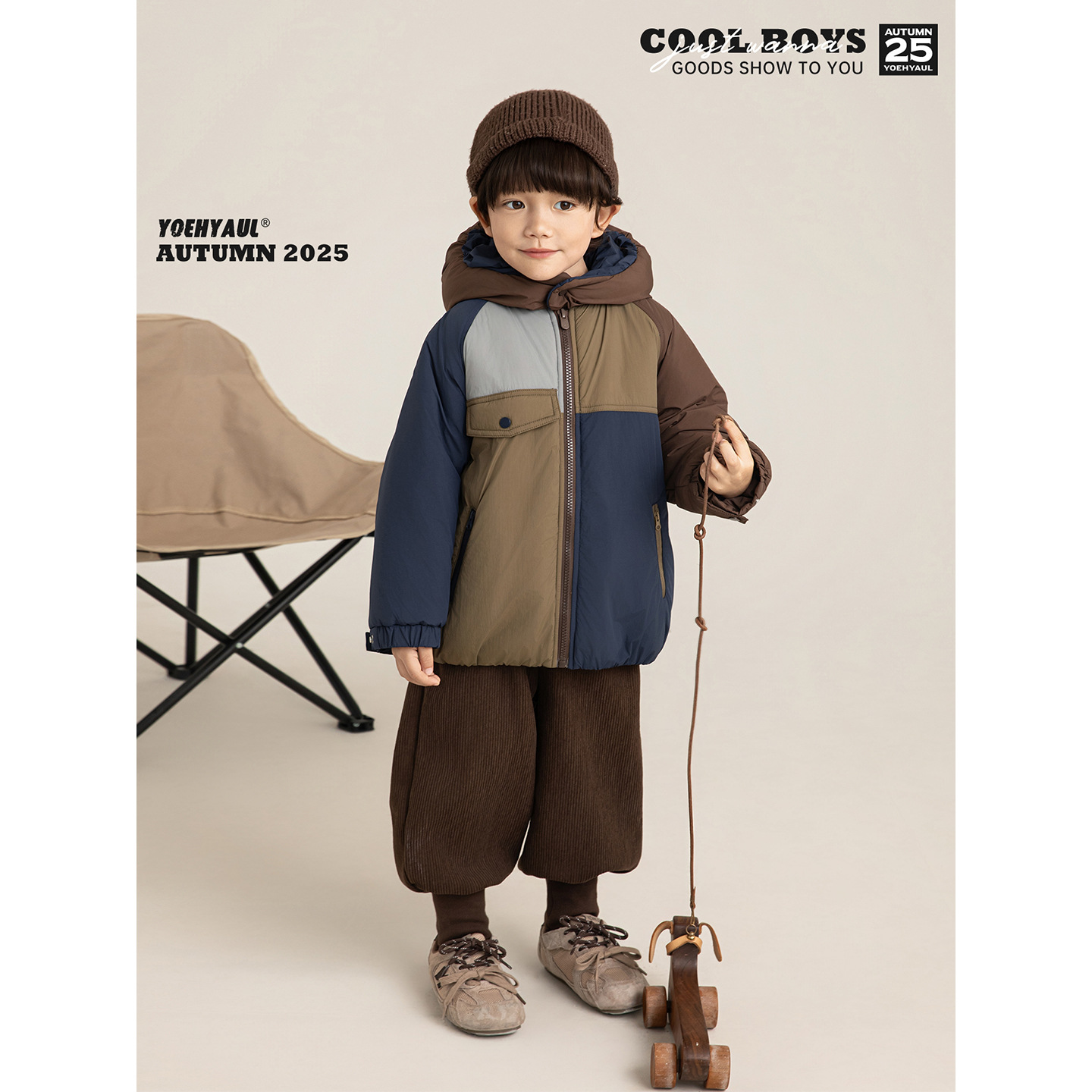 双十一预授男童潮流废土风棉服2025冬季儿童酷帅时尚保暖棉衣外套