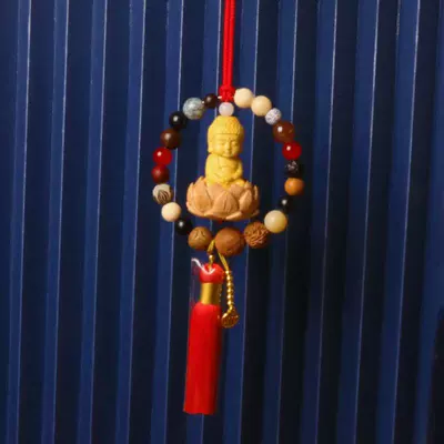 peace car rearview mirror high-end – Car hanging - eighteen-seeds-red-buddha