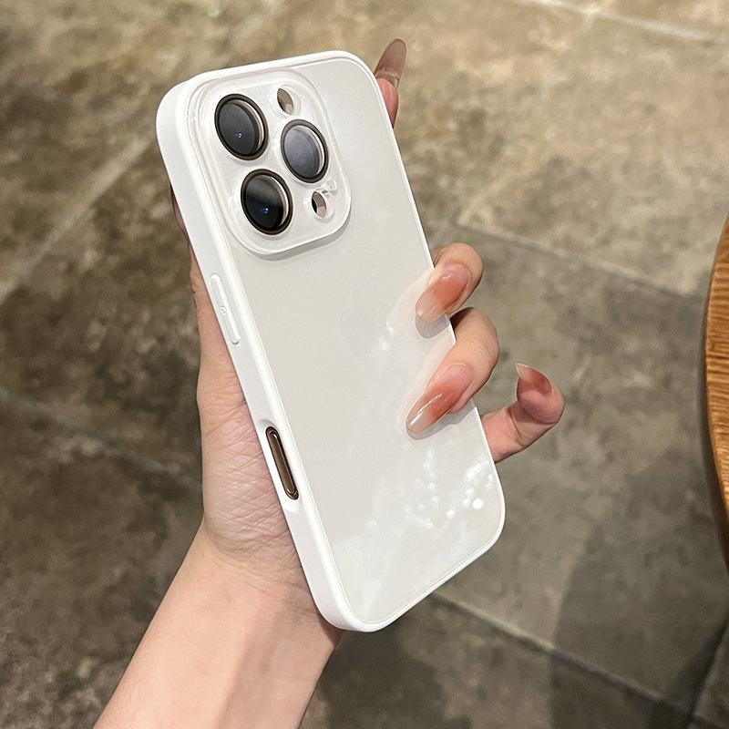 マカロンガラスケース iPhone17ProMax用 携帯電話ケース Apple15 レンズフィルム付き 14 夏 男女兼用|undefined