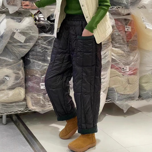 New Solid Color Fluffy White Duck Down Casual Pants Simple Elasticated Waist Warm Loose Down Pants for Women