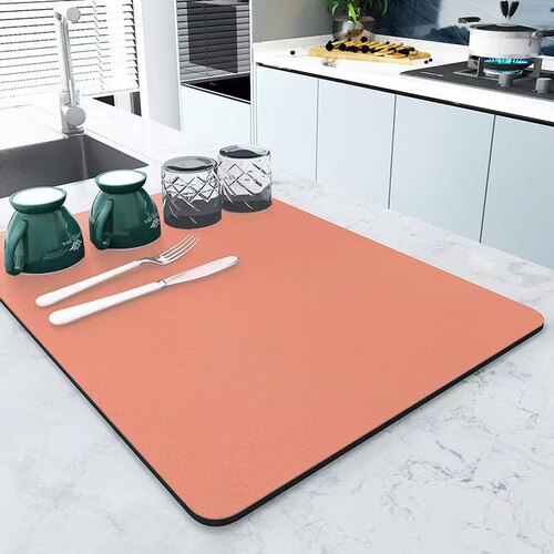 Pure Color Drain Pad Kitchen Mat Home Use Countertop Water Absorbent Quick Dry Cup Mat Washable Insulating Dry Table Mat