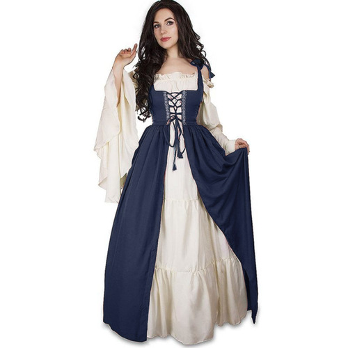 XS-XXXL Western-style Collared Bodice Girdle Medieval Renaissance Retro COS Dress Halloween Costume