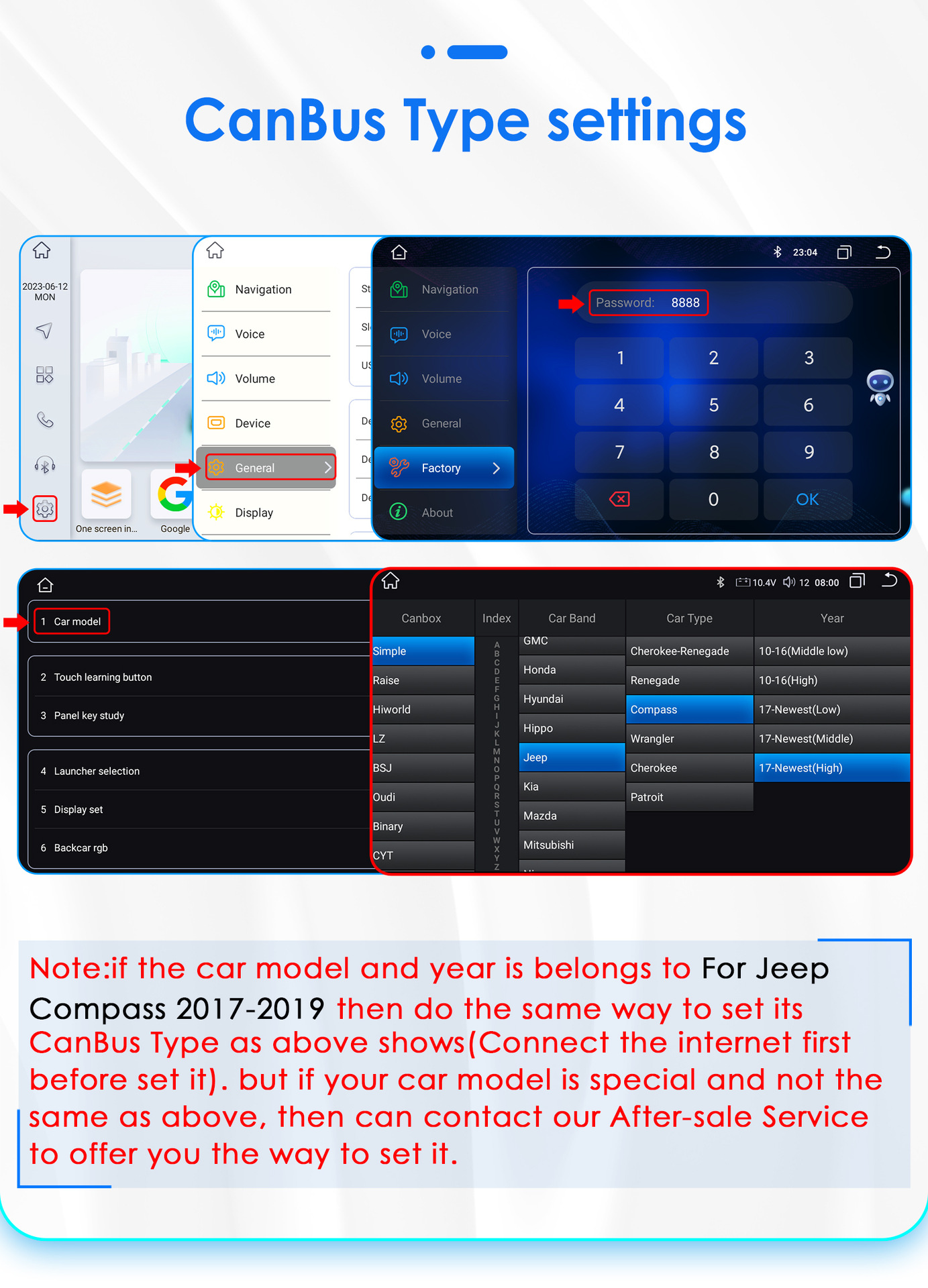 Suitable for Jeep Compass 17-20 Navigation System, In-Car Smart Android Large-Screen Reversing Image Gps All-In-One Device