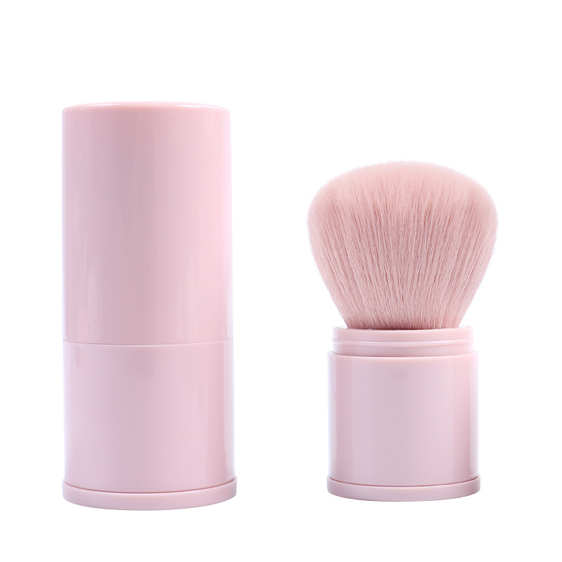 Cepillo telescópico redondo de una sola cabeza cepillo de maquillaje Rosa cepillo grande cepillo suelto cepillo portátil belleza herramienta maquillaje cepillo