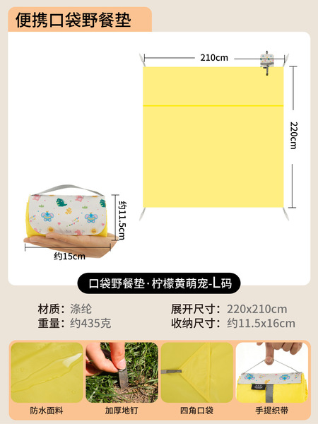 Handheld light and thin beach carpet for traveling for camping