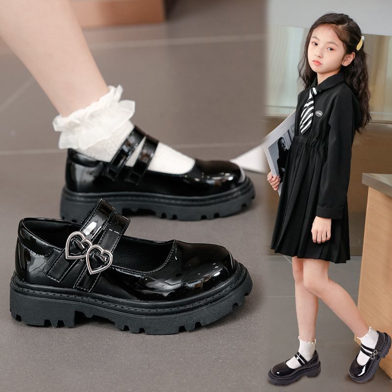 Zapatos de cuero para niñas 2025 primavera y otoño nuevos zapatos de baile para niños zapatos de princesa negros zapatos de niña
