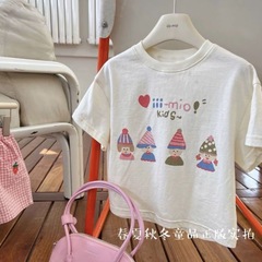 Cotton Children's Short Sleeve T-Shirt Summer New Arrival for Boys and Girls, Baby Girls, Little Girls, Print Princess Style Half Sleeve Top Cotton