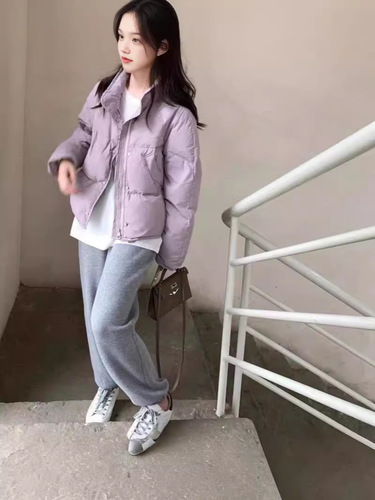 Women's Short Season Down Cotton Jacket 2024 New Han Style Petite Fashion Bread Coat Warm Outerwear
