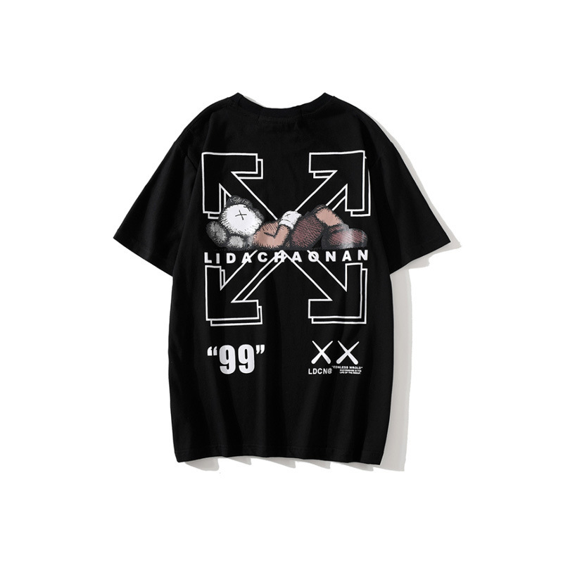 Off-Kewis Summer Printed Short-Sleeved T-Shirt for Men with Cartoon Bear Couple Stylish Fashion T-Shirt Trendy White Off-Kewis Summer Printed Short-Sleeved T-Shirt for Men with Cartoon Bear Couple Stylish Fashion T-Shirt Trendy White