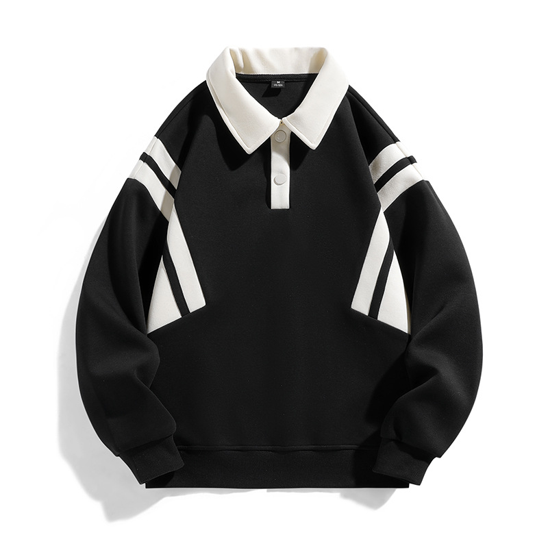 Sweat à capuche à revers ample et patchwork de couleurs pour hommes, nouvelle tendance de la marque tendance ins pour l'automne_voghion.com