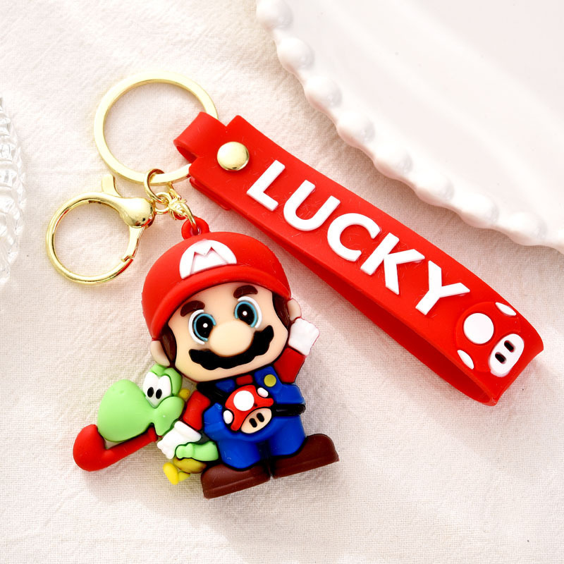 スーパーマリオマリオキーホルダーペンダントかわいいボブルヘッドキーホルダースクールバッグペンダントビデオゲームシティギフト|undefined