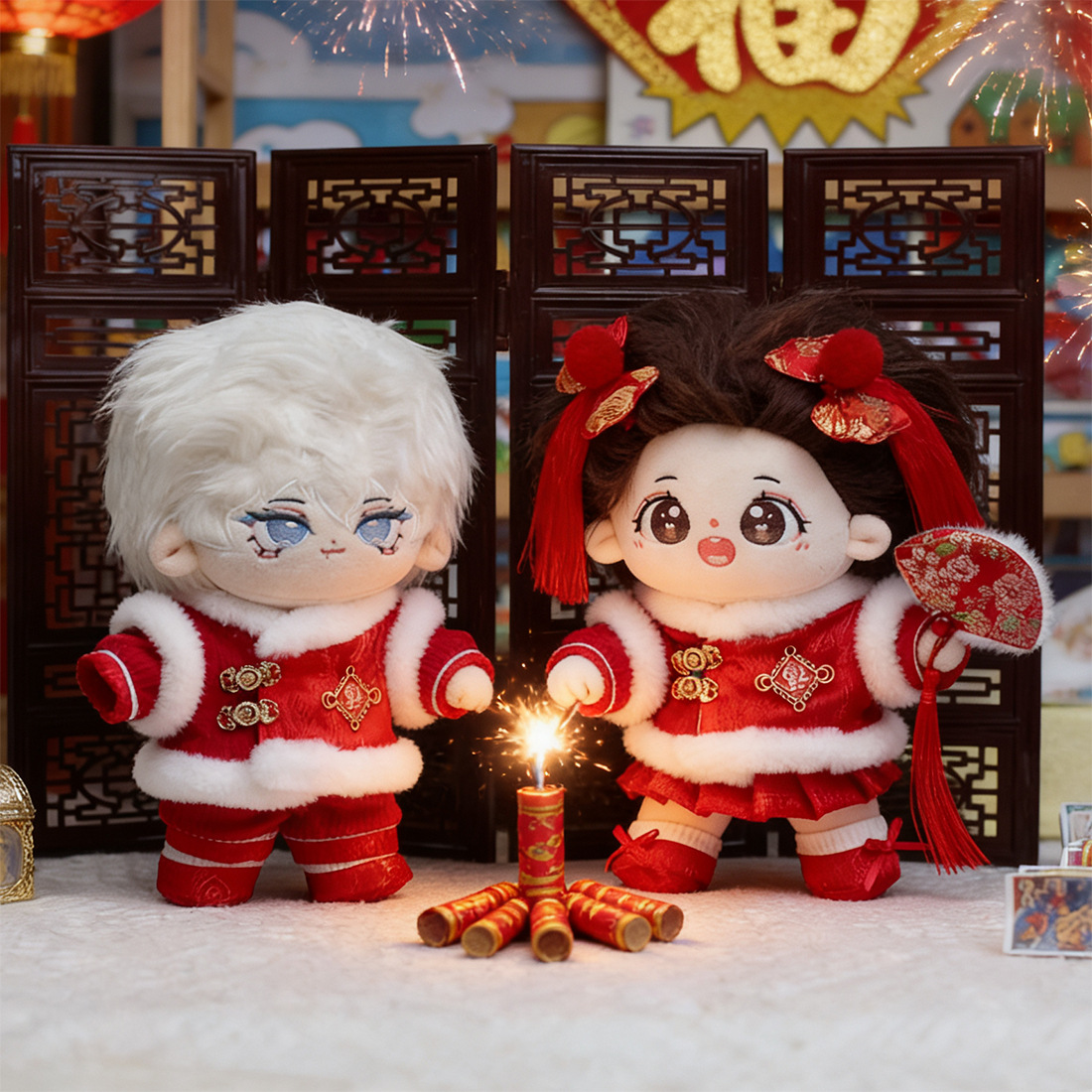Only Baby Clothes] 20cm Cotton Doll Clothes, Doll Clothes, Full of Blessings, New Year and Spring Festival Star Dolls
