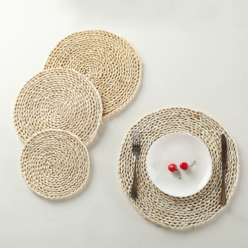 Фабрика Скандинавский Настольный коврик Жаккардовая салфетка Кукурузный мех Солома Изоляция Европейский стиль Коврик для обеденного стола Круглый Западный коврик для еды Трансграничный