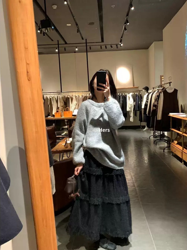 YS秋冬韩系高级感小女人气质设计感露背针织衫波点丝巾软糯毛衣女|undefined