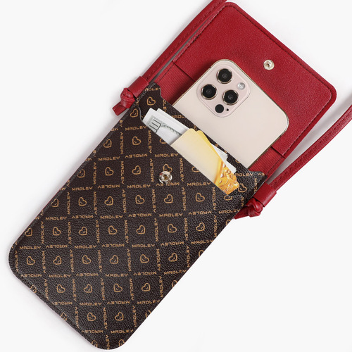  New Women's Fashion Lock Buckle Crossbody PU Leather Touch Screen Mobile Phone Wallet Women's Retro Student Buckle Small Purse 