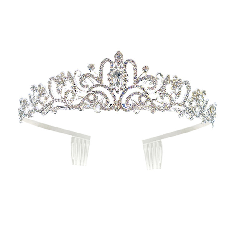 Corona de novia, tiara de metal para cumpleaños, accesorio para el cabello de reina, diadema para graduación, accesorio para el cabello en oro rosa