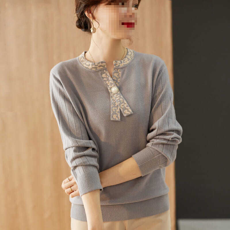 Mother's Sweater Women's Spring and Autumn New Stylish Middle-Aged Women's Knit Long-Sleeve Top Two-Piece Set