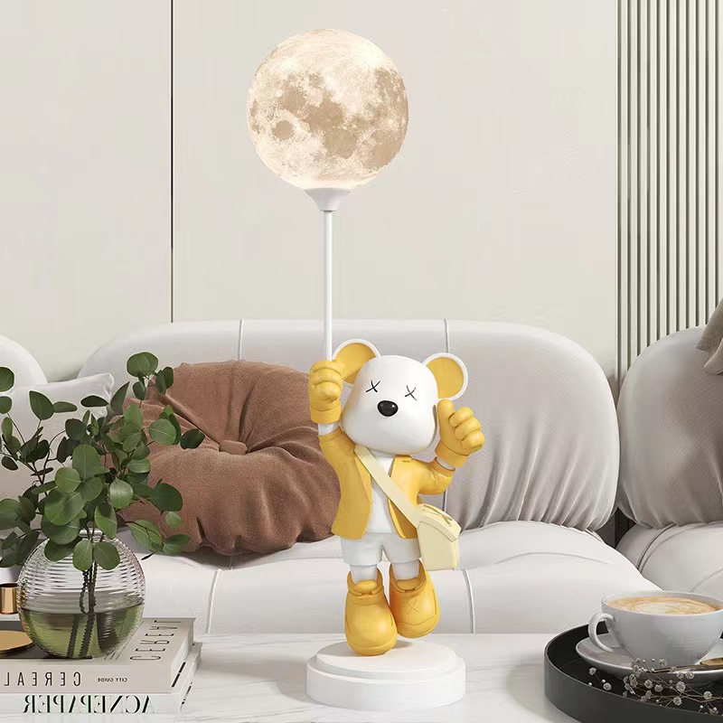 Light Luxury Living Room Large Violence Bear Lamp Ornaments Next to Sofa TV Cabinet Children's Room Study Home Decorations