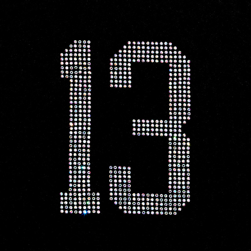 跨境13数字玻璃平底钻烫钻烫图 衬衫T恤个性熨烫烫钻贴服装辅料