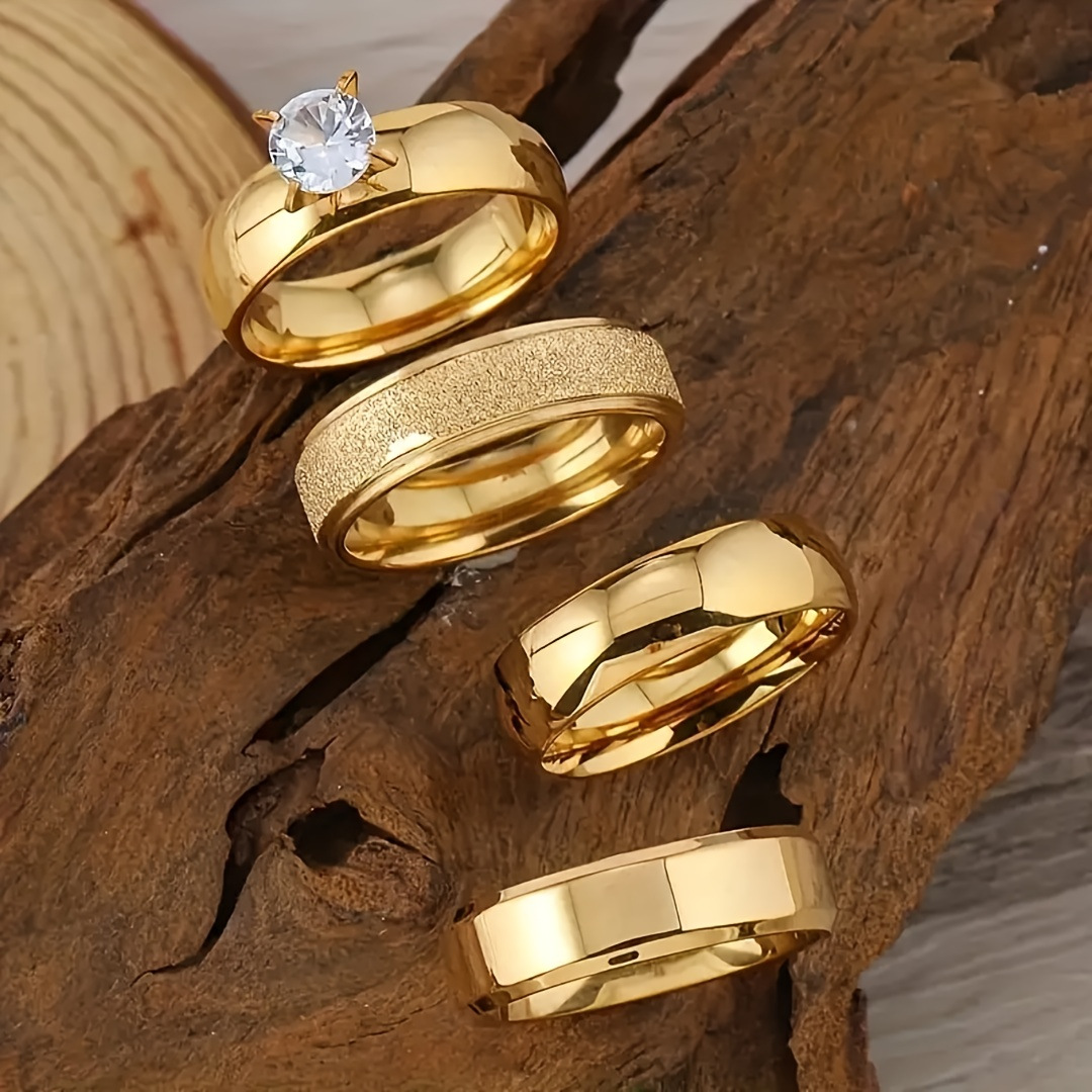 Golden fashionable elegant wedding ring stainless steel for men and…