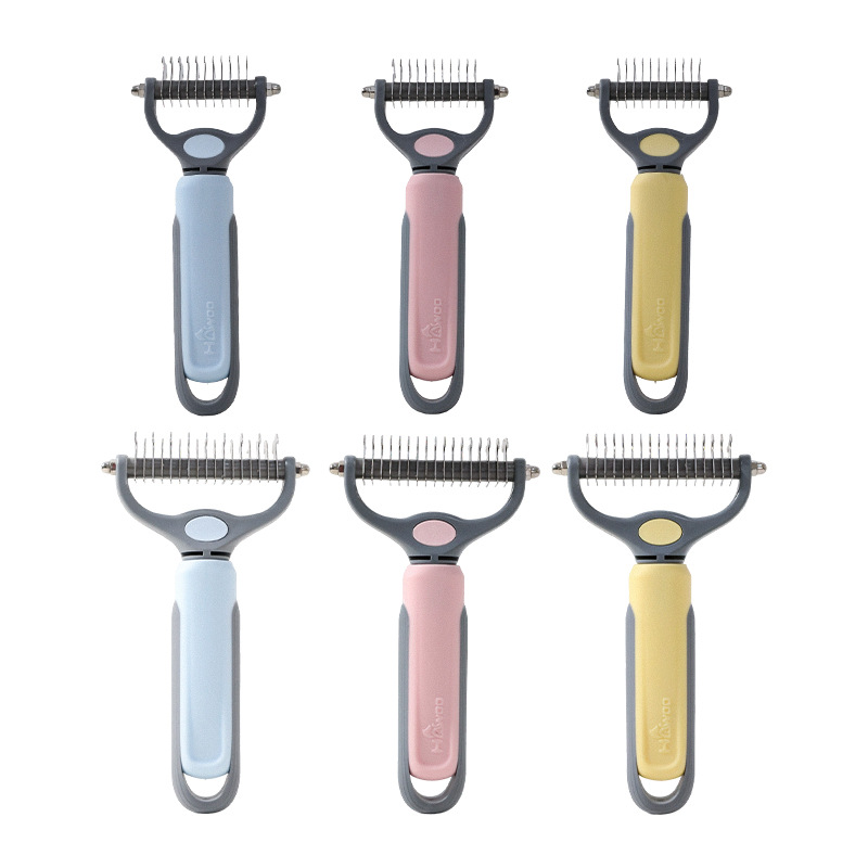 Peinado de nudos abierto de doble cara para mascotas, peinado de nudos especial para perros, peluche de pelo de Teddy, peinado de pelo flotante para perros, cepillo de pelo para perros