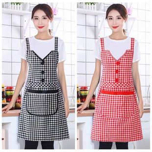 Summer Breathable Thin Cotton Apron with Large Pockets and Suspenders for Kitchen Use, Suitable for Men and Women, Trendy with Logo