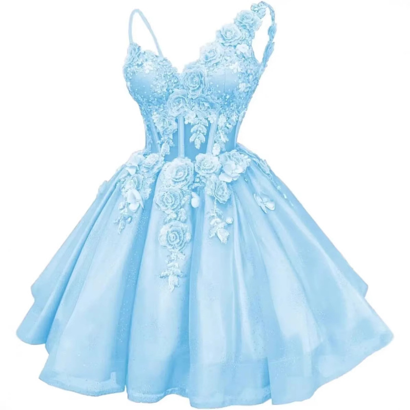 Cross-Border European and American Birthday Ball Gown Lace Appliqué Youth Homecoming Dress Tulle Beaded Party Dress for Women
