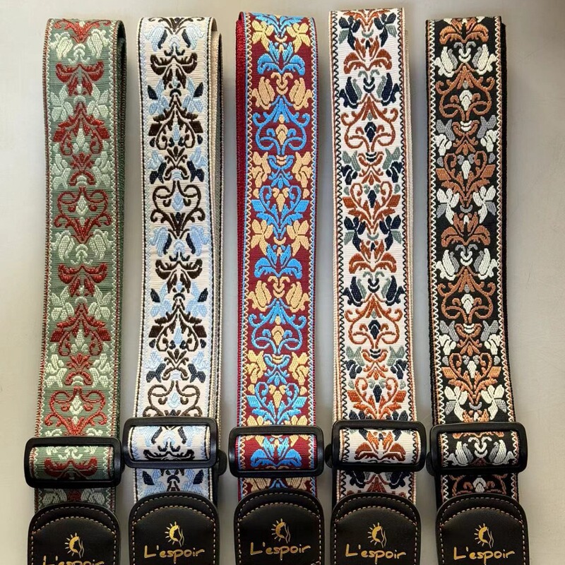 High-end Embroidered Printed Strap Acoustic Guitar Strap Jacquard Folk Guitar Strap Embroidered Distinctive Shoulder Strap
