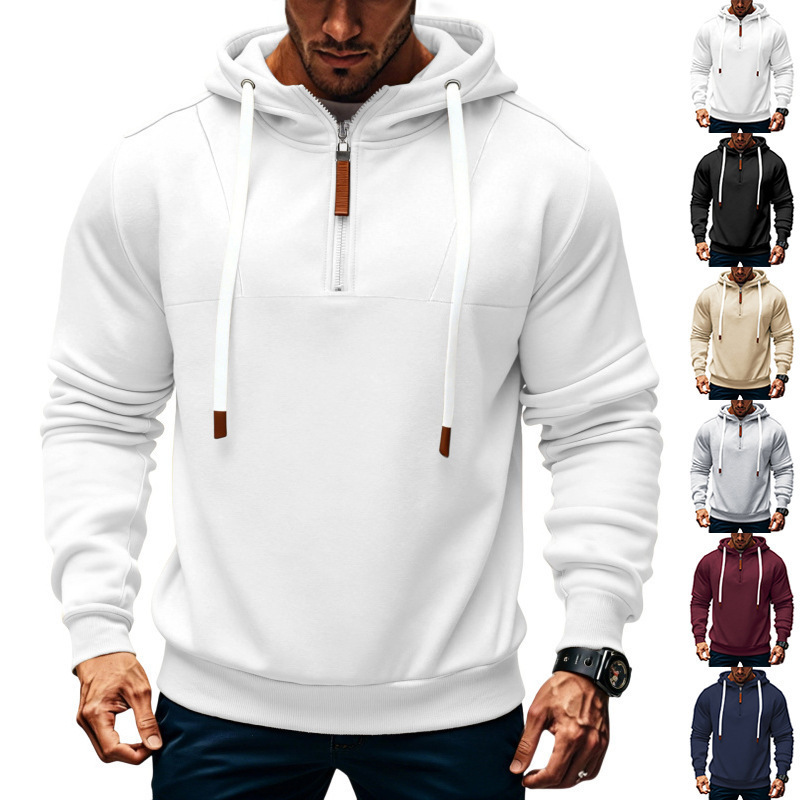 Cross-Border Winter European and American Heavyweight Velvet Men's and Women's Same Style Couple Loose Hooded Zipper Commuter Tank Drawstring Sweatshirt