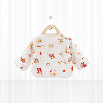 newborn baby pure cotton Padded baby Monk clothes Newborn singleton jacket spring and autumn full moon clothes