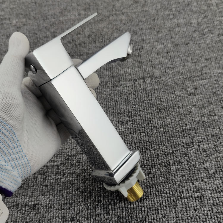 Black Bathroom Single Cold Water Square Washbasin Faucet for Home Use, Splash-Proof Faucet