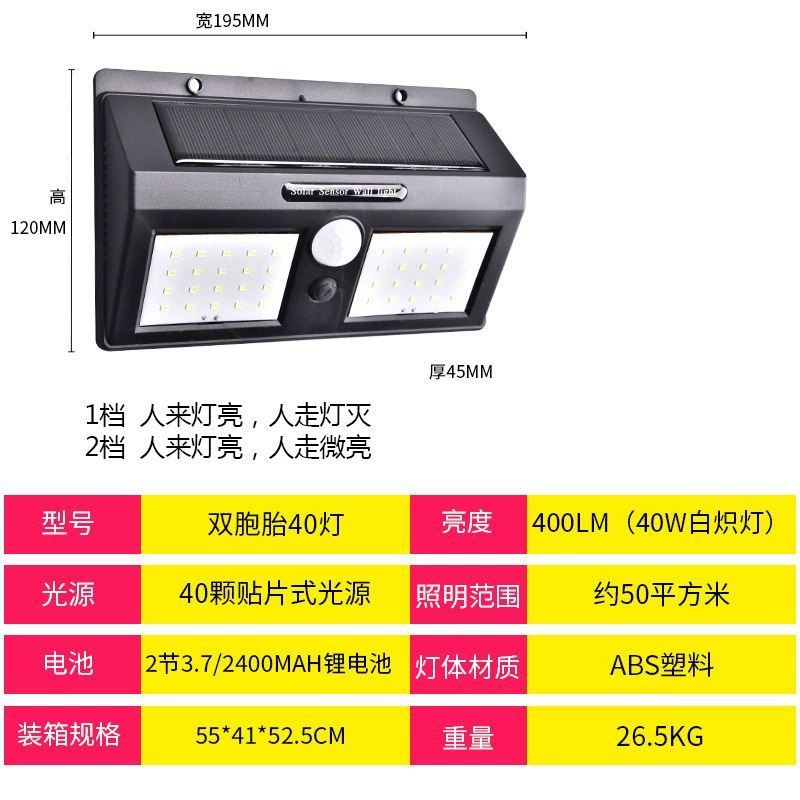 Jardín lámpara solar al aire libre nueva lámpara de calle rural lámpara eléctrica inducción humana lámpara de pared impermeable lámpara de patio lámpara al aire libre