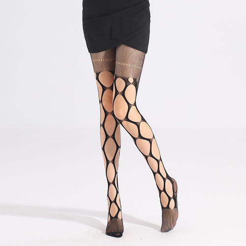 European and American small hole mesh pattern slender black foot-stepping rompers hollow mesh long silk socks mesh socks