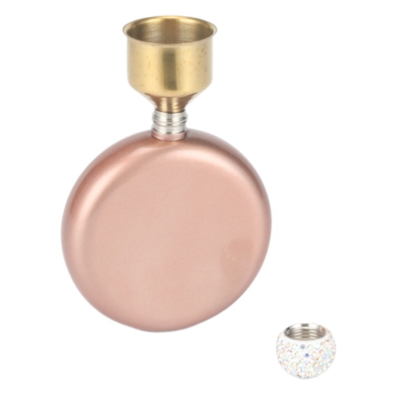 Regalo de gama alta Amazon transfronteriza 304 olla de vino de acero inoxidable pintura brillante cubierta de diamante 5oz ronda portátil Dama