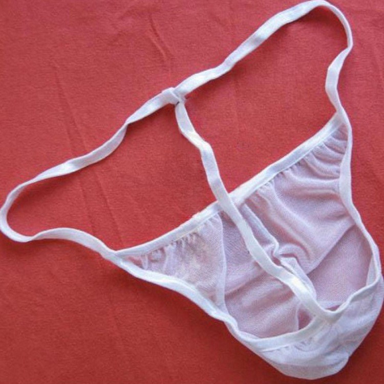 Men's Mesh Thong T-Pants Sexy Temptation See-Through U-Shaped Pouch Underwear Lingerie_voghion.com