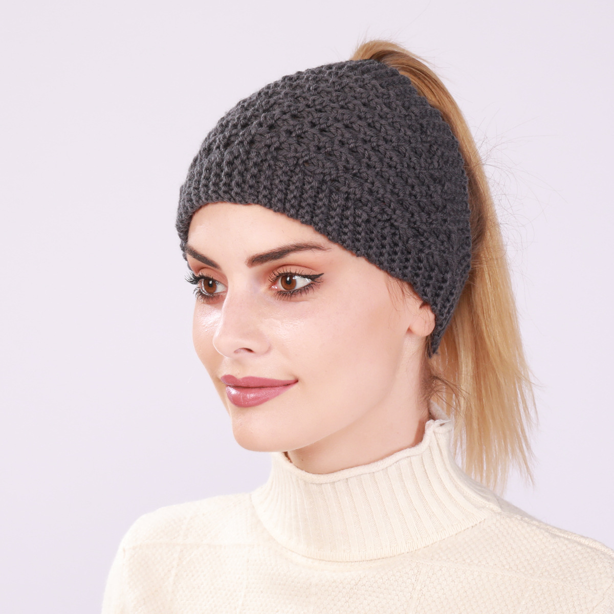 Diadema tejida para mujer protección de oídos cálida invierno_voghion.com