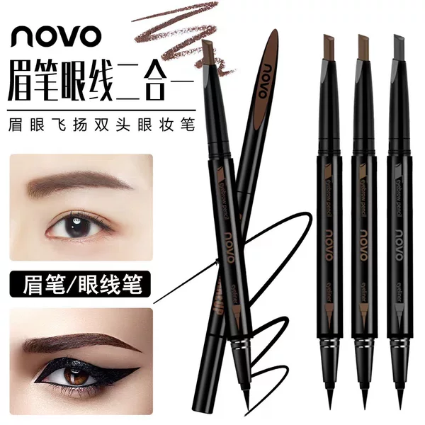 Novo5145 Double-Ended Eye Makeup Pen Rotating Automatic Eyebrow Pencil Water-Based Liquid Eyeliner Pen Long-Lasting Makeup Waterproof Non-Smudge