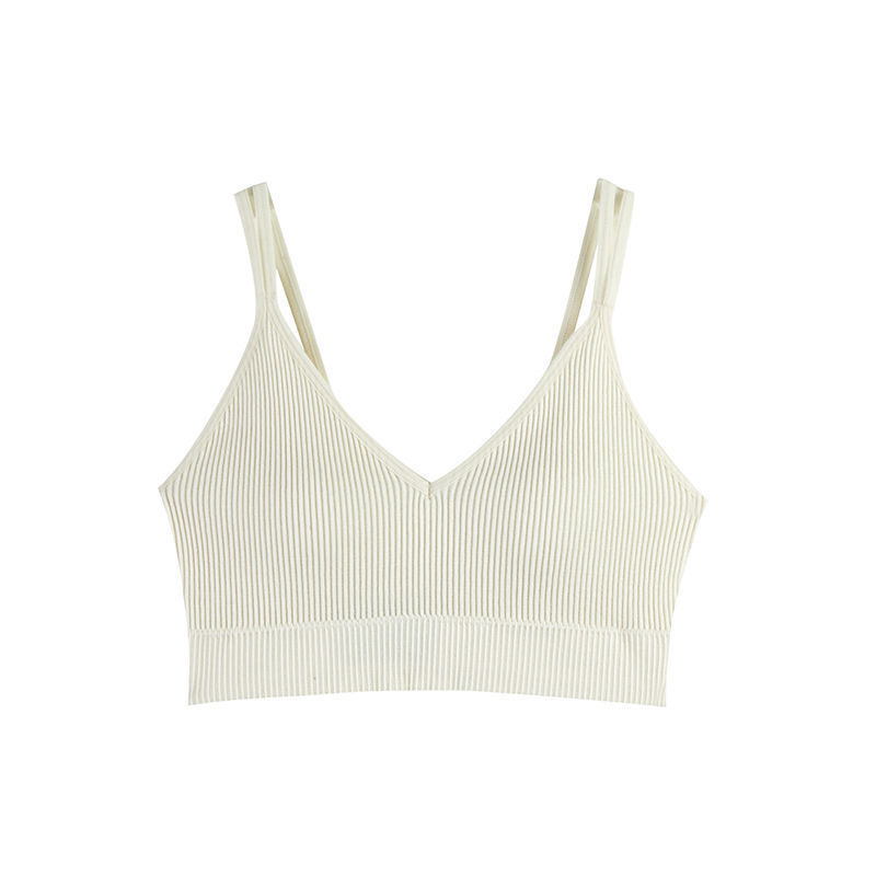 Belleza espalda sexy Copa ropa interior de una pieza de las mujeres de la correa de hombro doble a rayas Delgado Estilo Chaleco pequeño pecho tubo superior deportes envuelto pecho