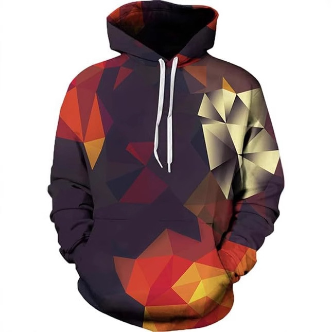 Europa y América AliExpress venta caliente transfronteriza 3D impresión digital hombres sueltos de manga larga con cordón bolsa de parche suéter con capucha en stock