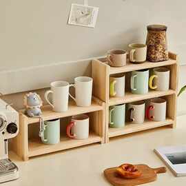 木质桌面杯架多层杯子收纳架咖啡杯整理架茶具水杯置物架收纳架