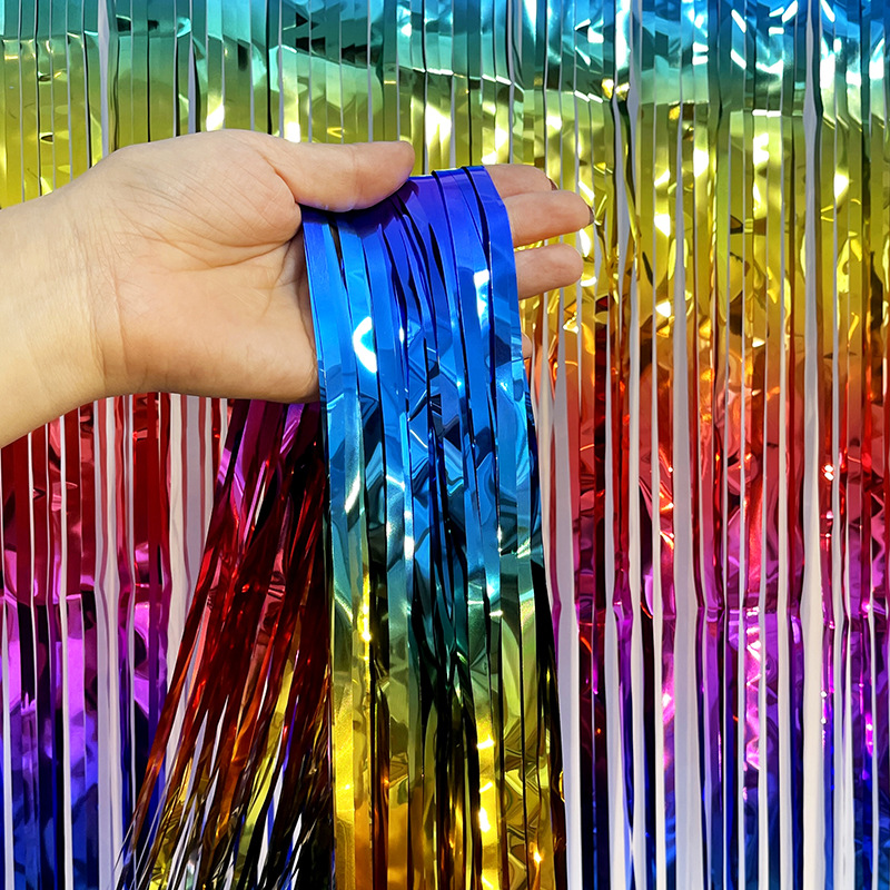 Nueva macaron gradiente cortina de seda la lluvia fiesta cumpleaños boda pared Fondo decoración etapa